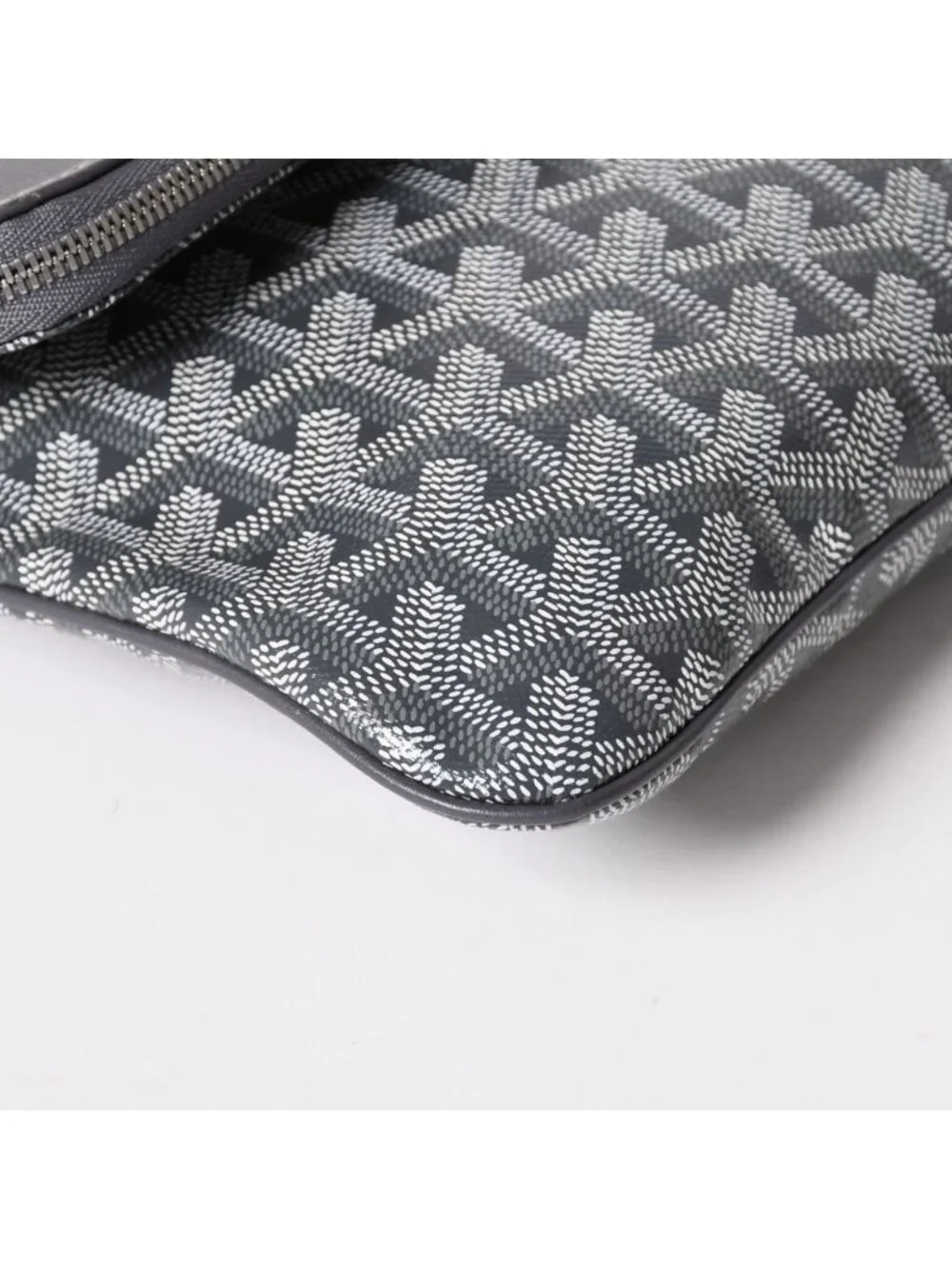 Goyard Folding Clutch Saint Marie MM Herringbone Pattern Gray